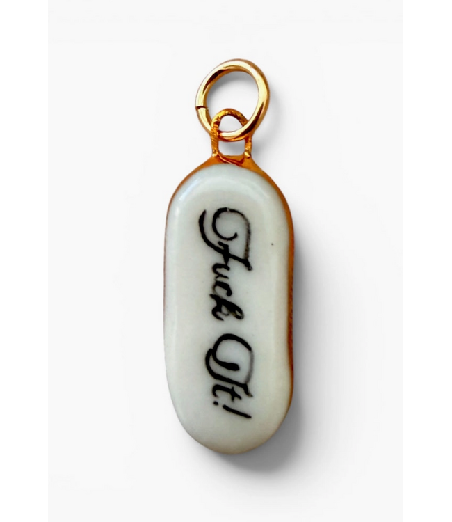 “Fuck Off” Old English Bar Charm- Black/Gold