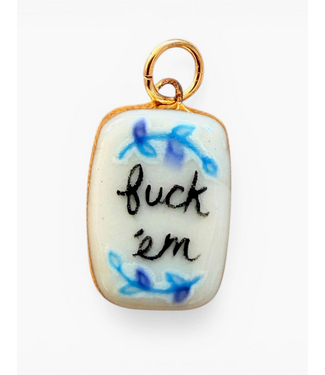 “Fuck ‘Em” Floral Charm- Gold