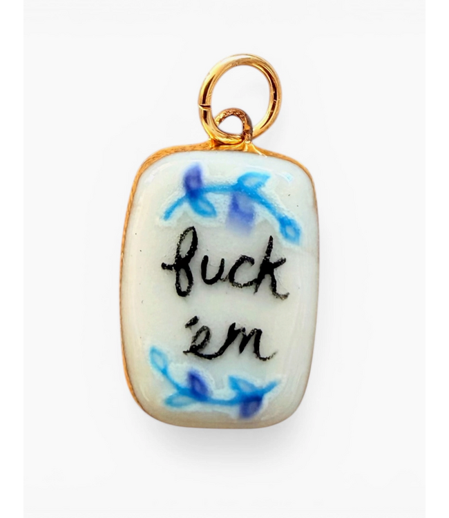 “Fuck ‘Em” Floral Charm- Gold