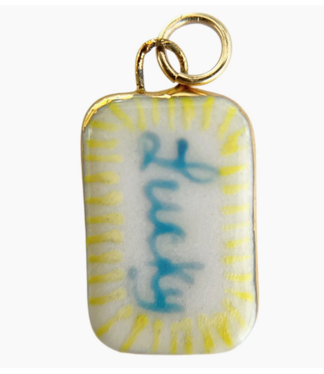 “Lucky” Rectangle Charm- Gold
