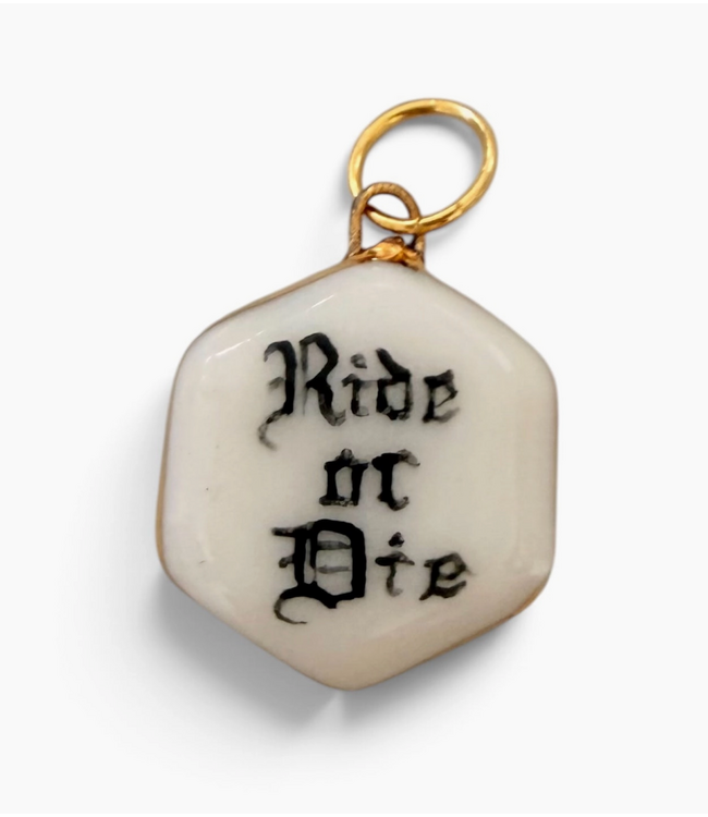 “Ride or Die” Old English Hexagon- Black/Gold