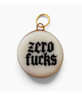“Zero Fucks” Old English Circle Charm-