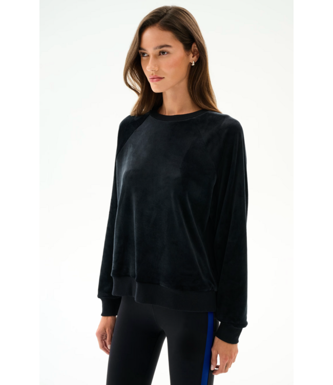 Joy Velour Crewneck- Black