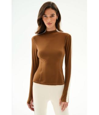 Splits59 Isabelle Airweight Lite Mock Neck- Toffee/Creme