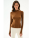 Isabelle Airweight Lite Mock Neck- Toffee/Creme