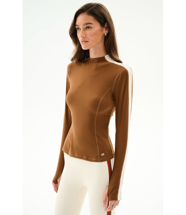Isabelle Airweight Lite Mock Neck- Toffee/Creme