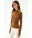 Isabelle Airweight Lite Mock Neck- Toffee/Creme
