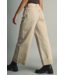 Wide Cuffed Vintage Wash Denim Pants- Beige