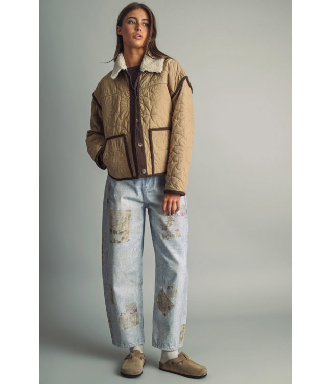 Floral Quilt Jacket- Mocha