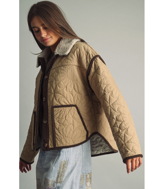 Floral Quilt Jacket- Mocha