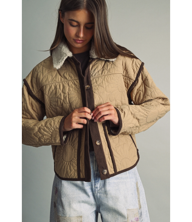 Floral Quilt Jacket- Mocha