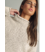 Roll Hemming Long Sleeve Sweater Top- White Tea