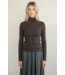 Slim Fit Turtle Neck Top- Brown Ash