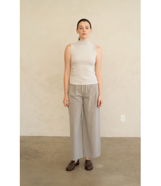 Tailored Pinstripe Wide Leg Trouser- Beige