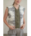 Paisley Quilted Vest- Khaki/White