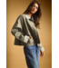 Gingham Collared Jacket- Olive