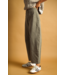 Pinstriped  Barrel Pants- Olive