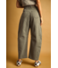Pinstriped  Barrel Pants- Olive