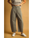 Pinstriped  Barrel Pants- Olive