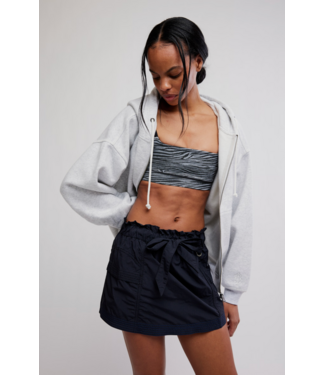 Free People Final Call Zip Up- White Heather Grey