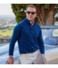 Torino Quarter Zip- Navy with Brown Trim