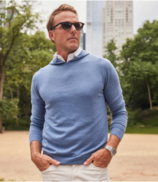 Collars & Co. Cashmere Touch Australian Merino Hoodie- Blue