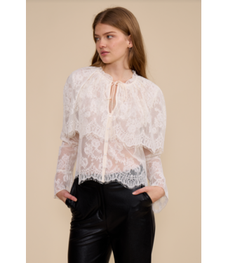 Lucy Paris Lili Lace Capelet Top- Ivory