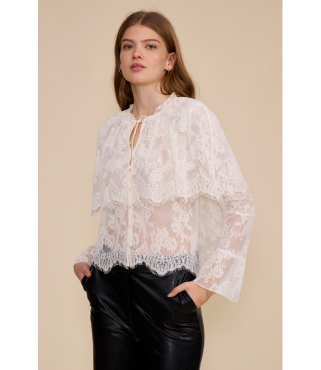 Lili Lace Capelet Top- Ivory