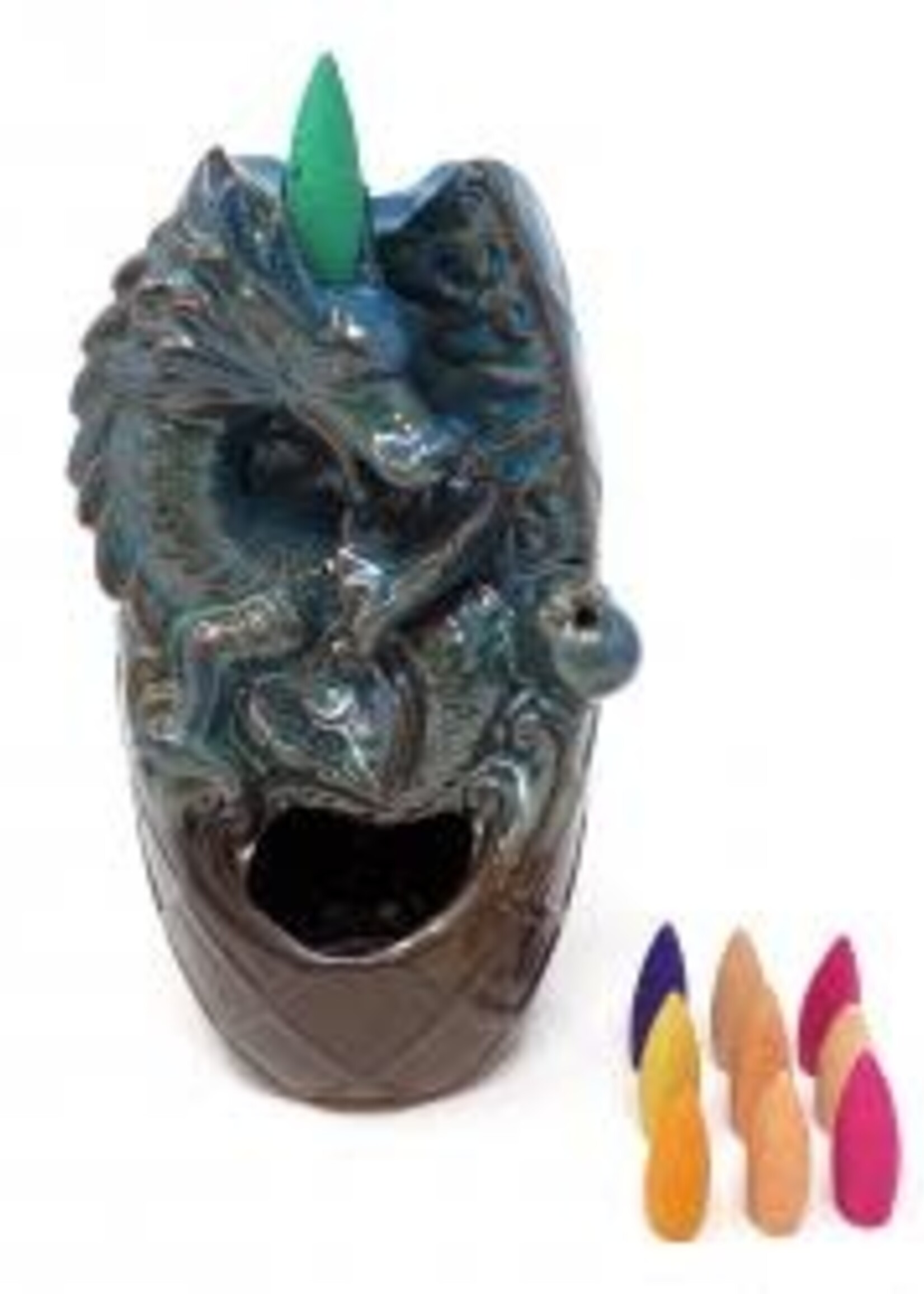 Dual Waterfall and Dragon Ceramic Backflow Burner