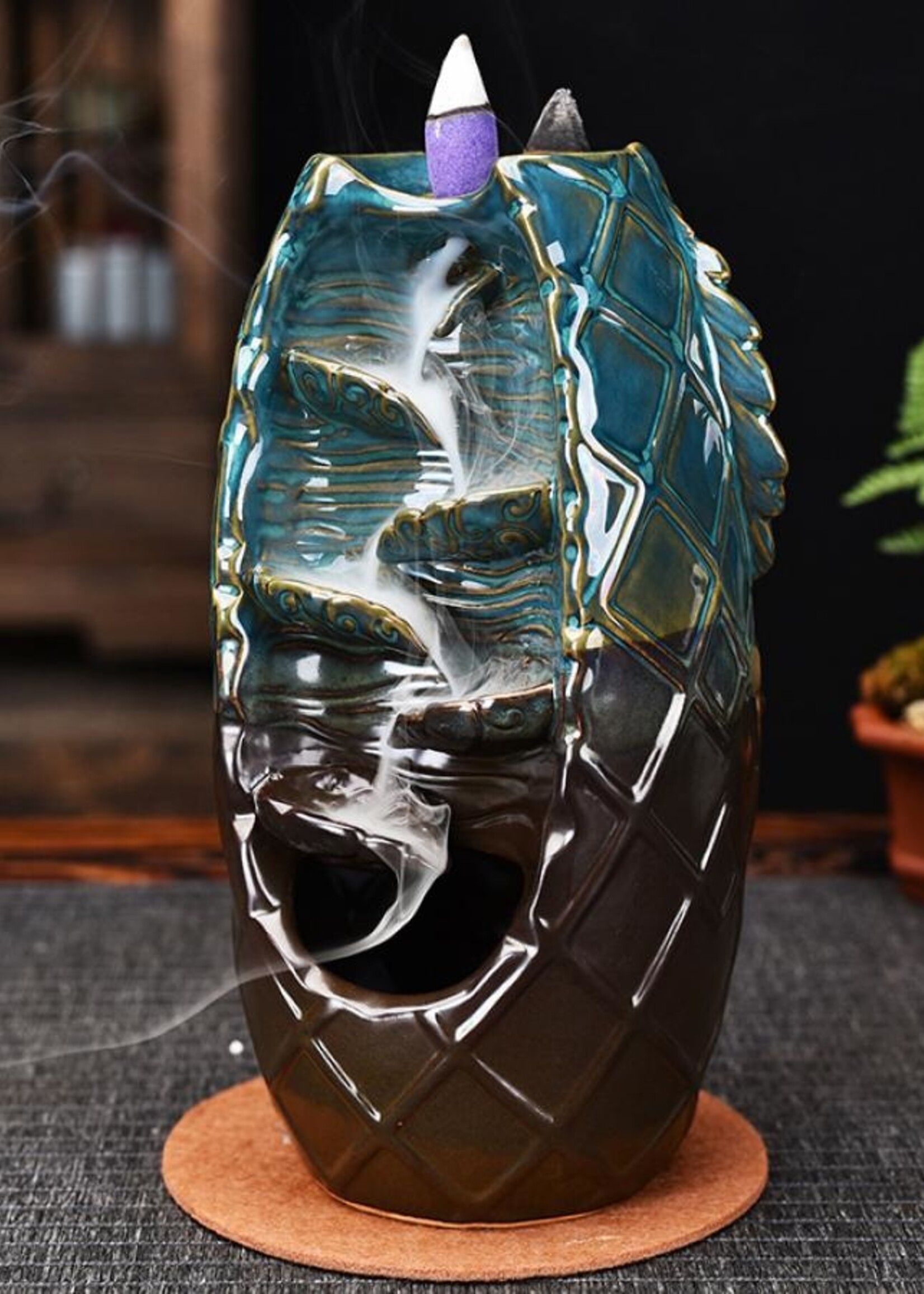 Dual Waterfall and Dragon Ceramic Backflow Burner