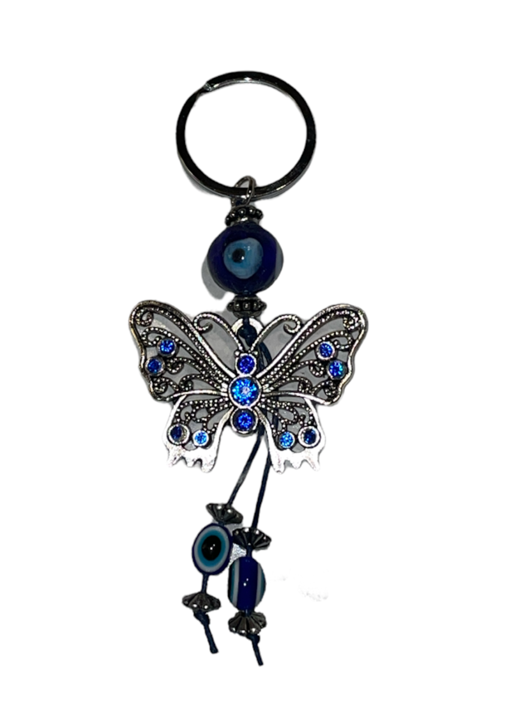 Evil Eye Metal Butterfly Keychain
