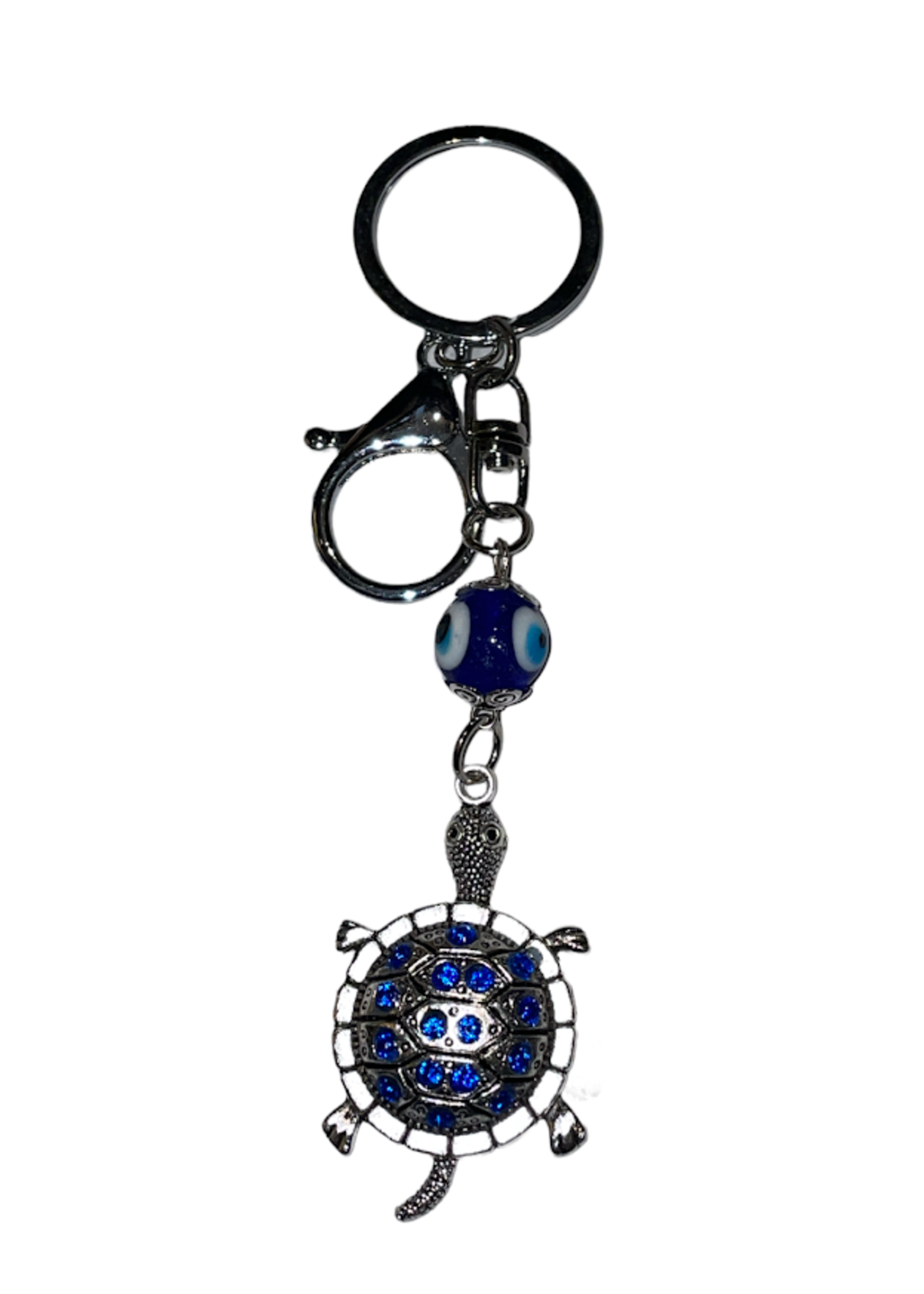 Evil Eye Metal Turtle Keychain