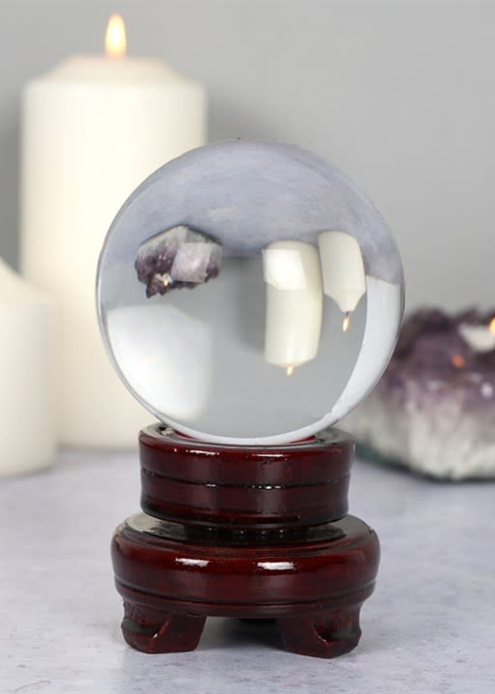 8cm Crystal Ball with wooden Base