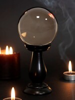 Small Smoke Grey Crystal Ball On Stand