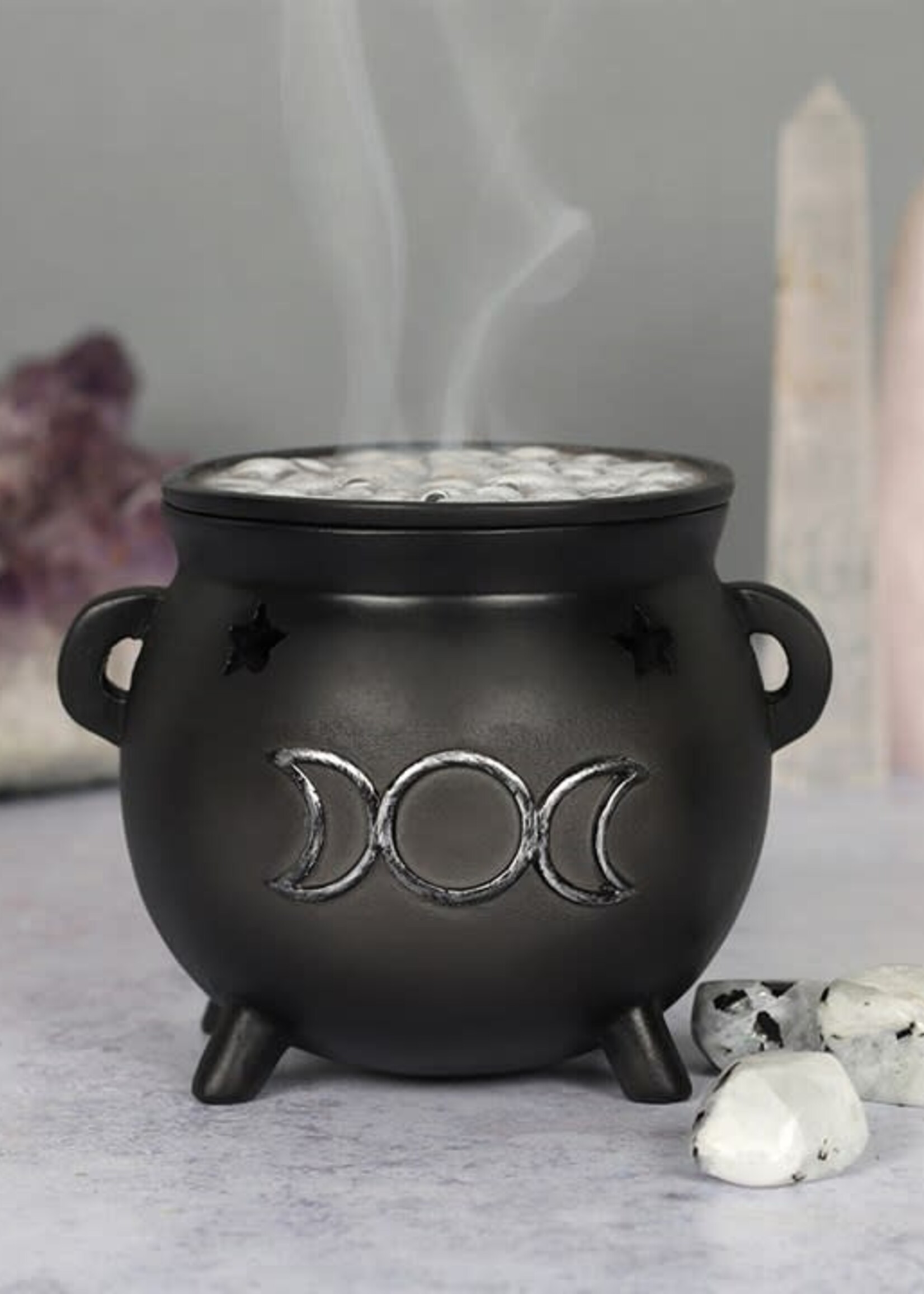 Triple Moon Cauldron Incense Cone Burner