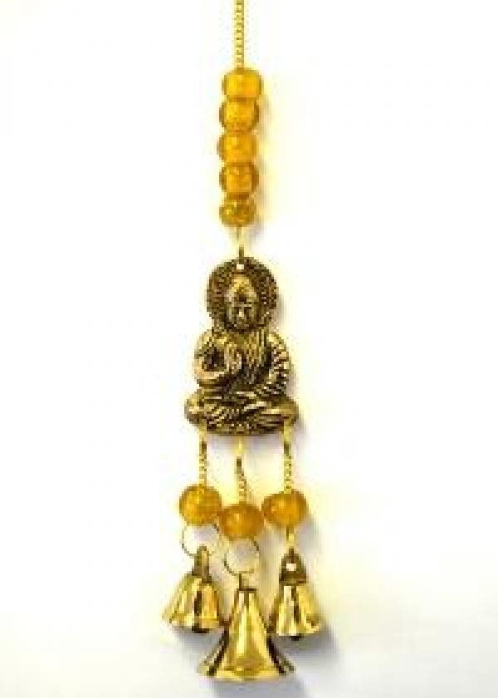 Buddha Brass Wind Chime w/ Beads 9"L