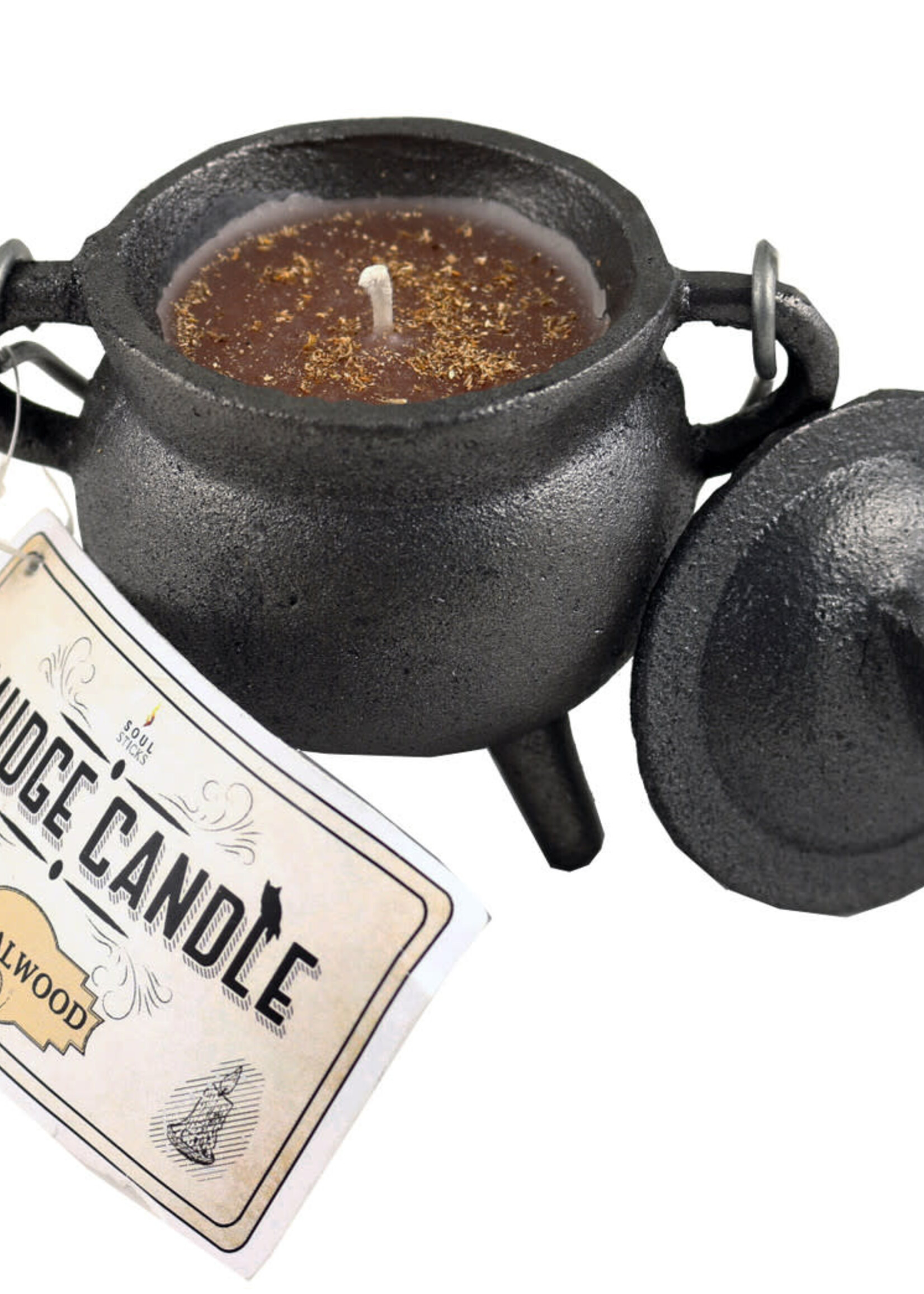 Cast Iron Cauldron with Sandalwood Smudge Candle  4'