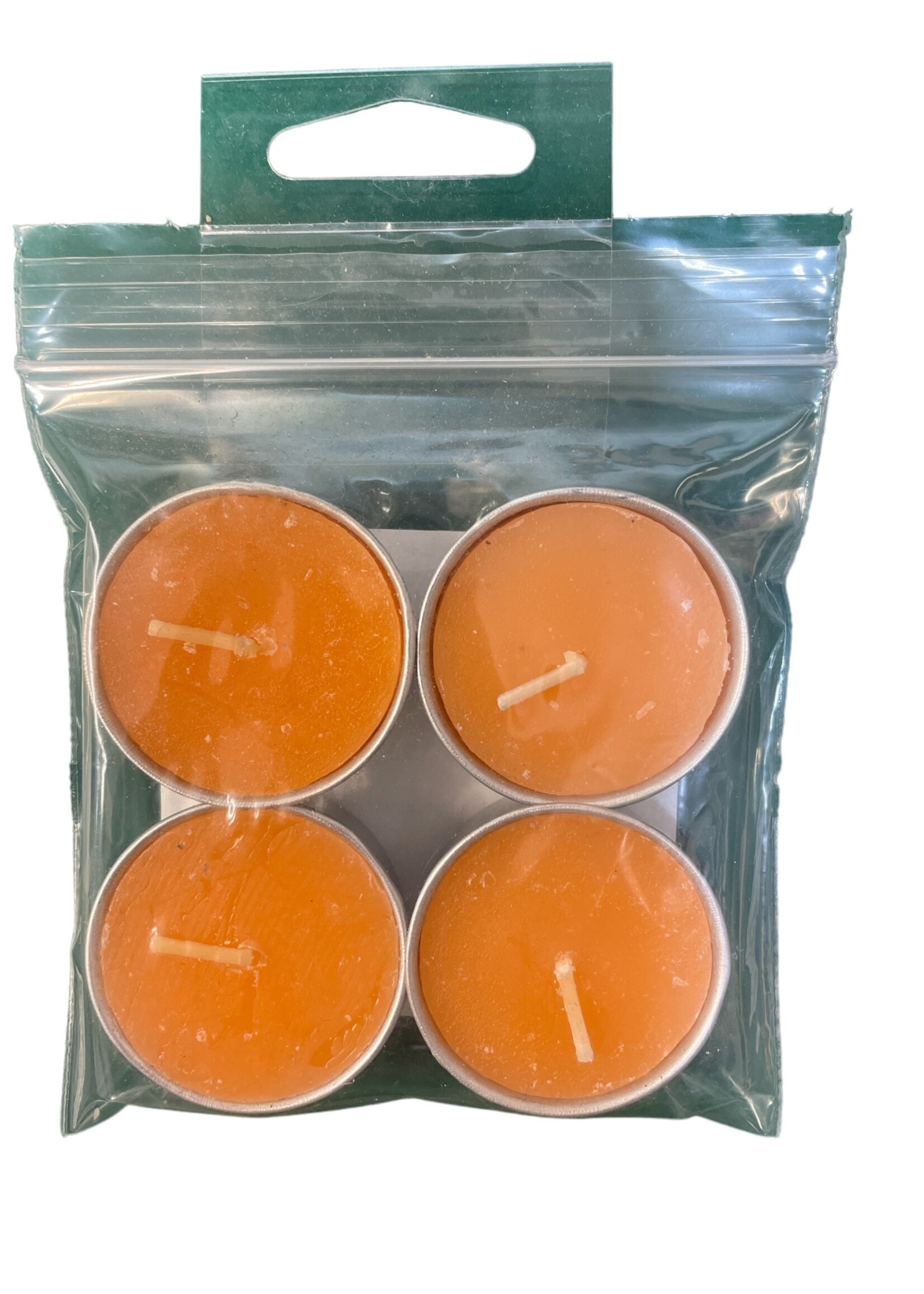 Orange Unscented tea light candles - 4 count