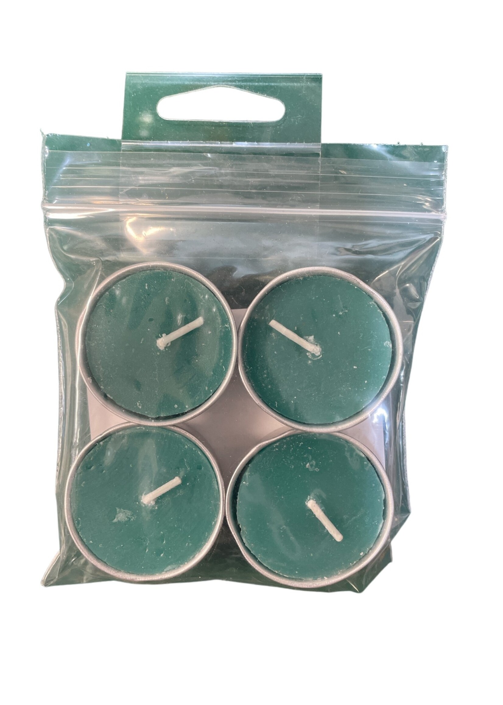Green Unscented tea light candles - 4 count