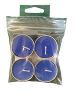 Blue Unscented tea light candles - 4 count