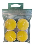 Yellow Unscented tea light candles - 4 count