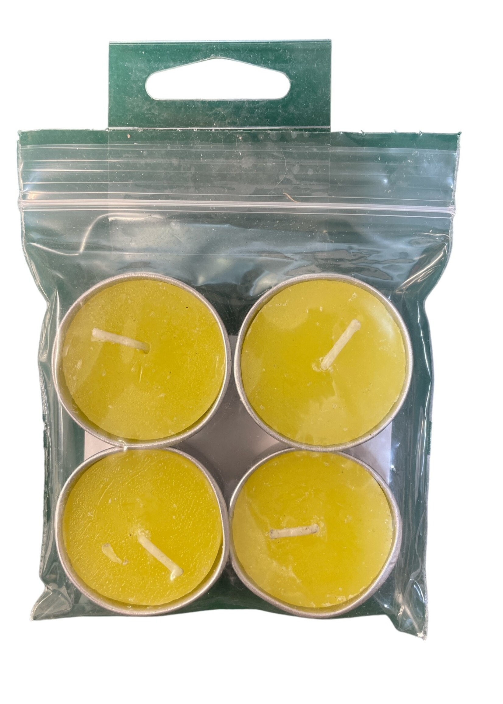 Yellow Unscented tea light candles - 4 count