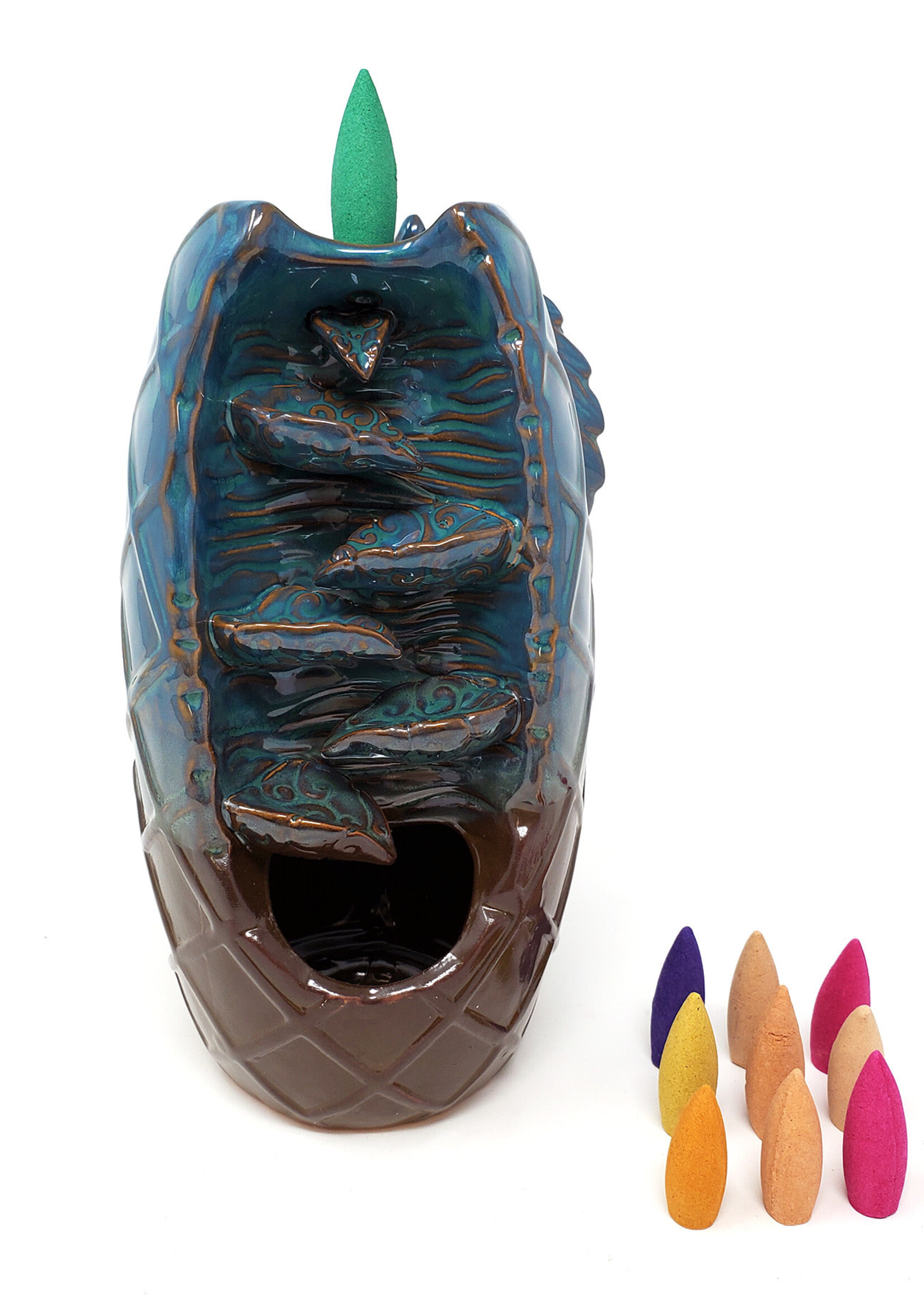 Dual Waterfall and Dragon Ceramic Backflow Burner