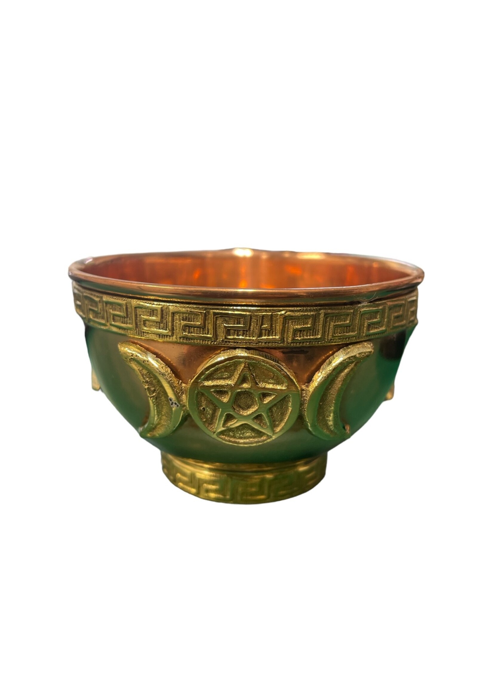 Triple Moon Pentacle  Offering Bowl Copper