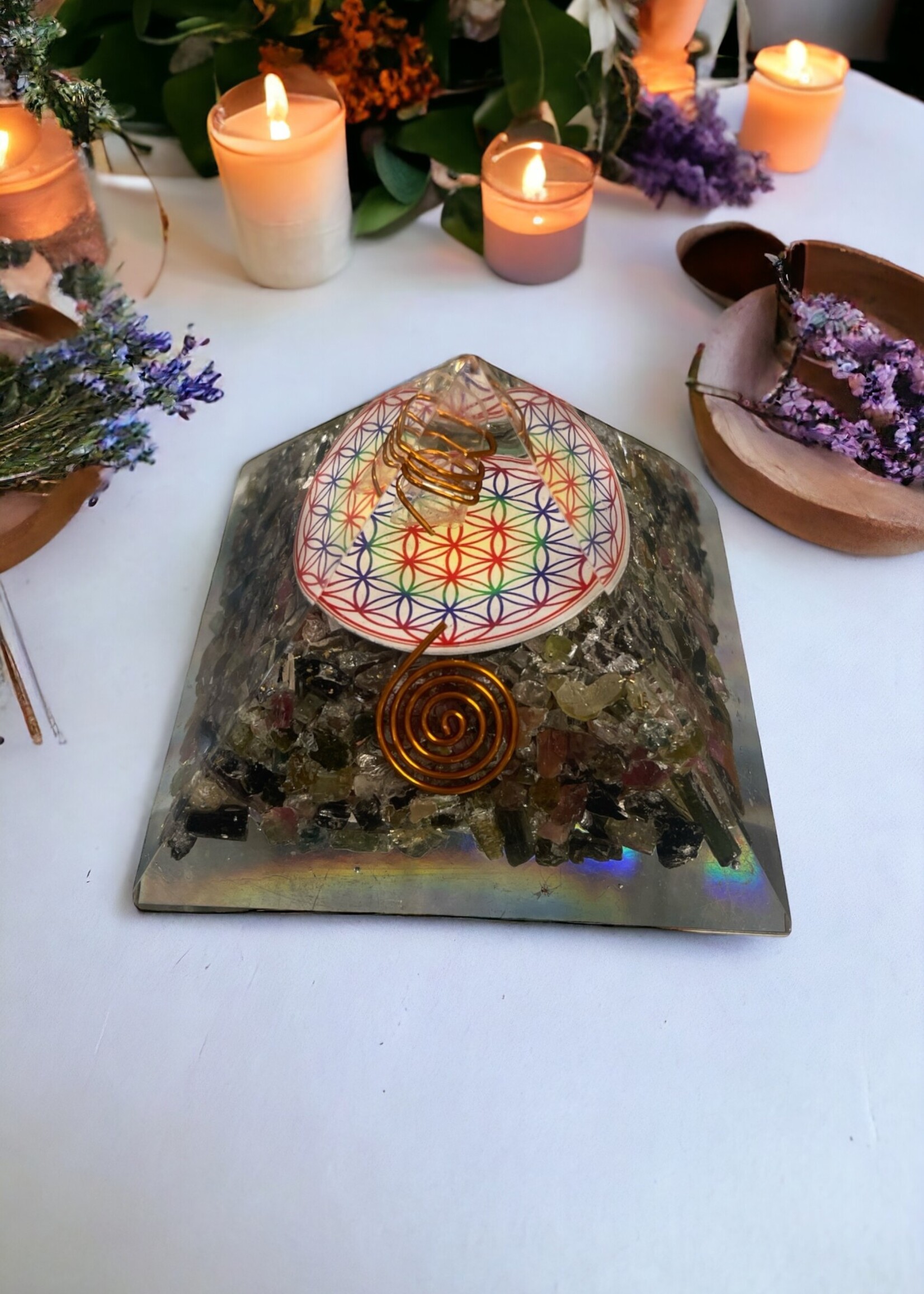 Orgonite Pyramid with Tourmaline Crystals