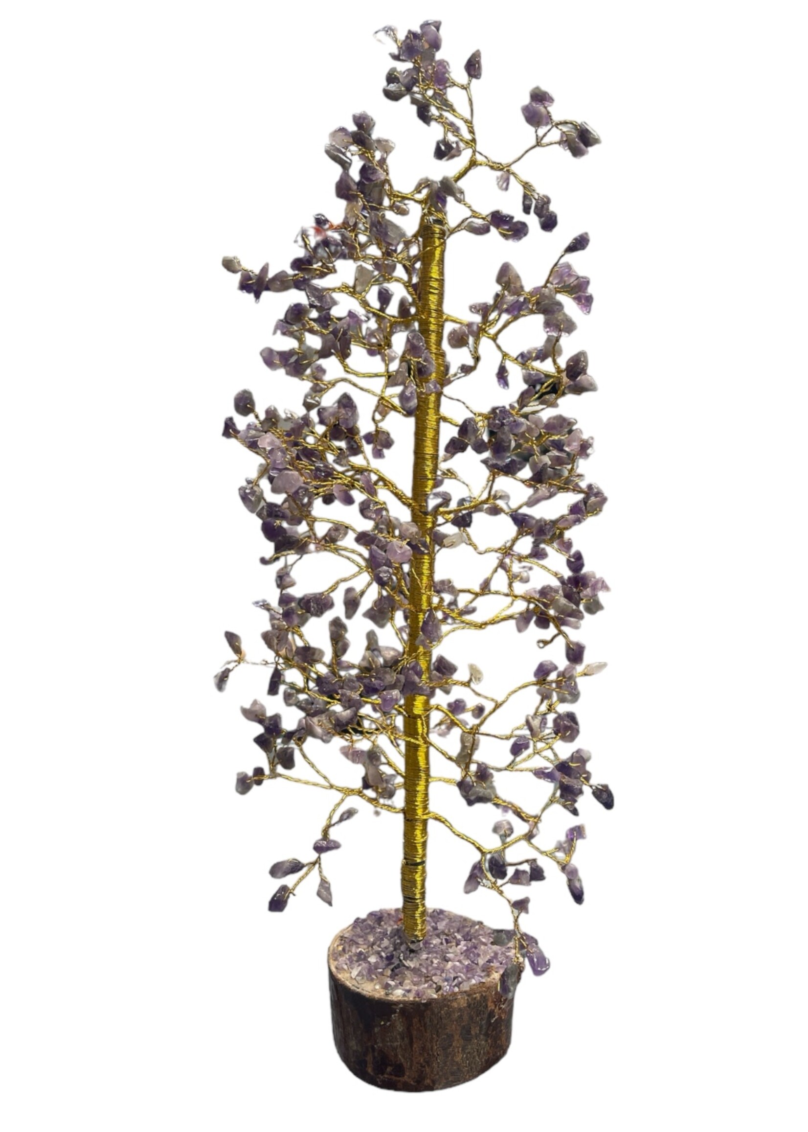 Gemstone Tree Amethyst w/ Gold Stem 16"