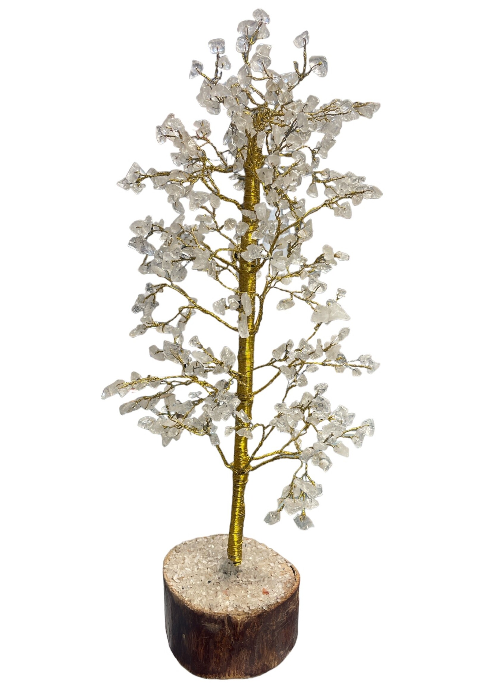 Gemstone Tree Quartz 16" with Gold Stem