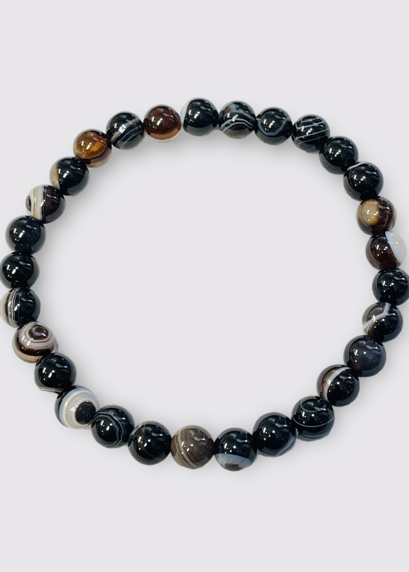 Black Banded Agate Bracelet 6 mm