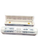 White Wash Blue Wood Incense Box Burner