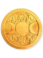 Triple Moon Carved Wood Stick Burner